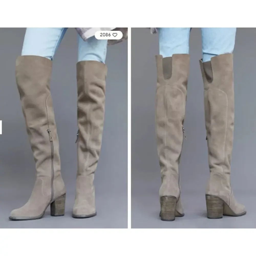 Kelsi Dagger X Anthropologie‎ Brooklyn Logan Over-The-Knee Boots Grey Size 8.5
